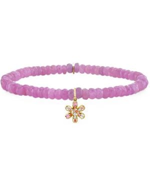Sydney Evan Small Daisy Sapphire And Diamond Bracelet - Pink