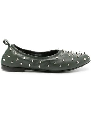 Agl Attilio Giusti Leombruni Milly Spike-Stud Leather Ballerina Shoes - Green