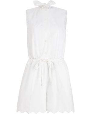 Patou Open-back Poplin Playsuit - White