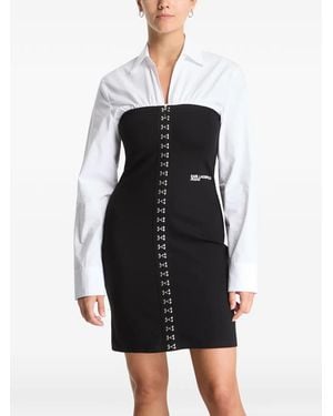 KARL LAGERFELD Hook-And-Eye Layered Mini Dress - Black