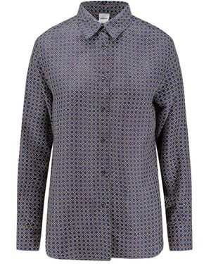 Aspesi Geometric-Pattern Silk Shirt - Blue