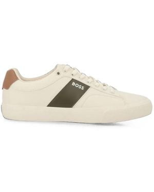 BOSS Aiden Logo-Print Paneled Sneakers - White