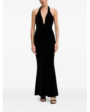 Bardot Elvira Halter-Neck Gathered Maxi Dress - Black