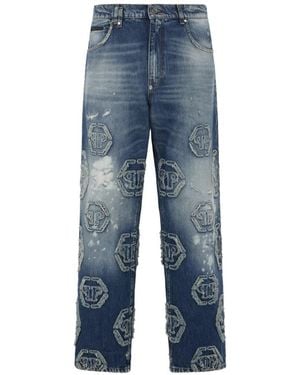 Philipp Plein Jean À Motif Monogrammé - Blue