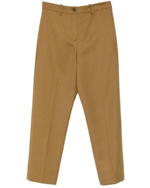 Alysi Pressed-Crease Cotton Pants - Natural