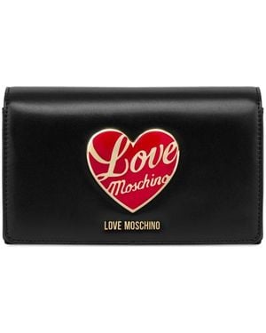 Love Moschino Heart-Appliqué Clutch Bag - Black