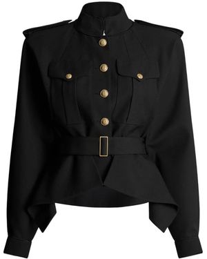 Balmain Belted Peplum Jacket - Black