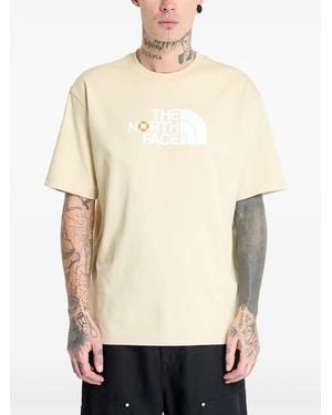 The North Face Crew-Neck Logo-Print Cotton T-Shirt - Natural