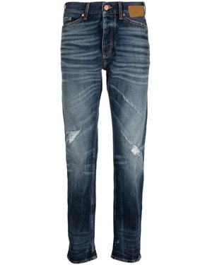 Palm Angels Slim-Fit Distressed Straight-Leg Jeans - Blue
