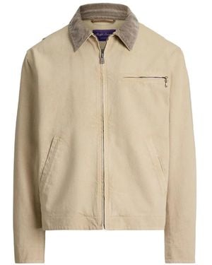 Ralph Lauren Corduroy-Collar Zip-Up Jacket - Natural