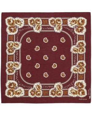 Fortela Floral-Print Geometric Bandana - Red