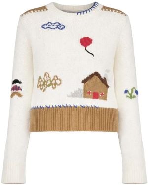 Mother The Shrunken Pullover Mit Stickerei - Weiß