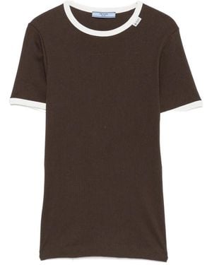 Prada Camiseta De Canalé - Marrón