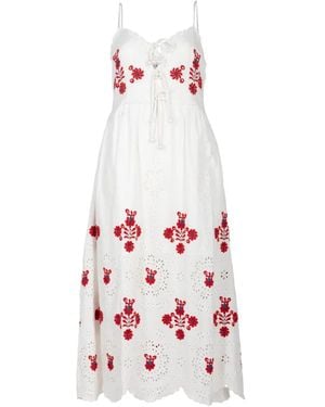 Sea Catharina Embroidered Broderie-Anglaise Midi Dress - White