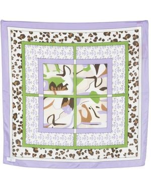 Marella Animal-Print Silk Scarf - White