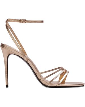 Black Suede Studio Ella Metallic Multi-Strap Sandals - White