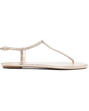 Rene Caovilla Diana Crystal-Embellished T-Bar Sandals - White