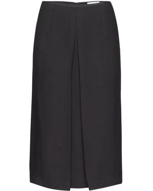 Ferragamo Pleat-Detail Midi Skirt - Black