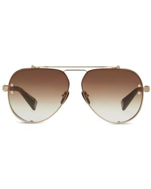 Balmain Zonnebril Met Piloten Montuur - Bruin