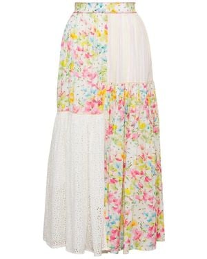 byTiMo Floral-Print Eyelet-Detail Skirt - White