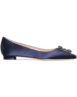 Manolo Blahnik Hangisi Appliqué Flat Court Shoes - Blue