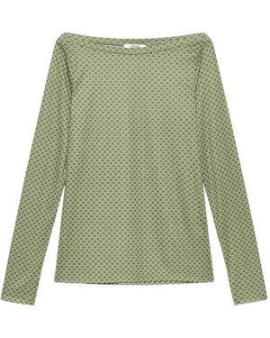Maliparmi Geometric-Pattern Boat-Neck T-Shirt - Green