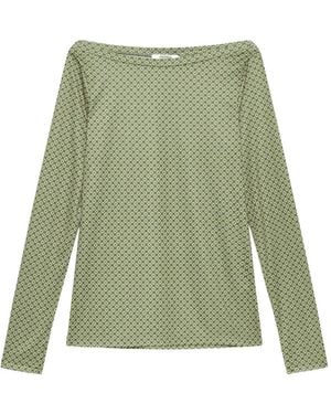 Maliparmi ジオメトリック ボートネック Tシャツ - グリーン