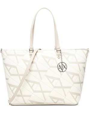 ARMANI EXCHANGE Logo-Pattern Tote Bag - White