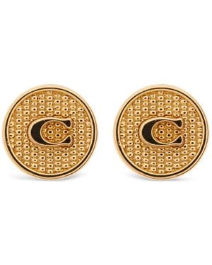 COACH Pendientes Con Placa Del Logo - Metálico