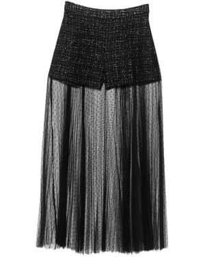Twinset Bouclé Tulle-Overlay Short - Black