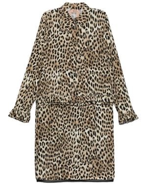 N°21 Ruffled Leopard-Print Dress - White