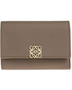 Loewe Anagram Small Leather Wallet - Brown