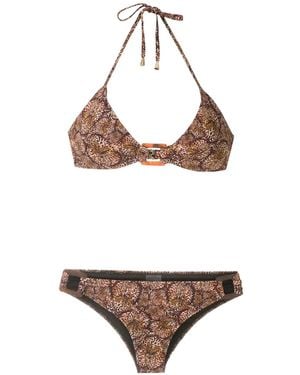 Isolda Pipa De Lycra Borakay Printed Bikini Set - Brown