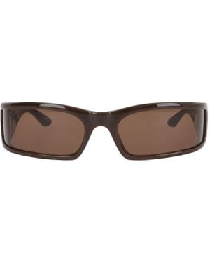 Balenciaga Bb-Logo Rectangle Sunglasses - Brown