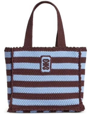 Sandro Striped Crochet-Knit Tote Bag - Blue