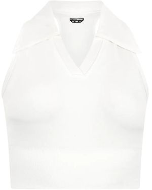 Philipp Plein Polo-Neck Cropped Top - White