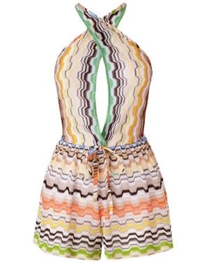 Missoni Korte Jumpsuit Van Pure Viscose Met Grieks Patroon - Wit