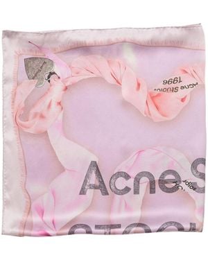 Acne Studios Logo-Print Scarf - Pink