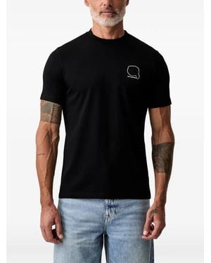 KARL LAGERFELD Logo-Patch Crew-Neck T-Shirt - Black