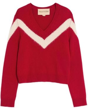 Valentino Garavani V-Neck Wool Jumper - Red