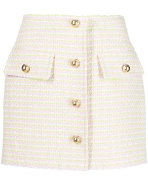 Pushbutton Button-Up Mini Skirt - Natural