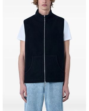 Rier High-Neck Zip-Up Wool Vest - Blue