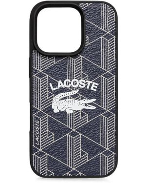 Lacoste Logo-Print Geometric-Pattern Iphone 16 Case - Blue