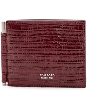 Tom Ford Lizard-Effect Money-Clip Cardholder - Red