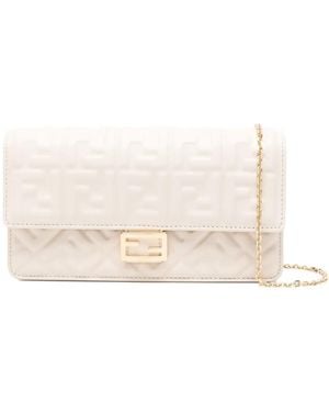 Fendi Baguette Logo-plaque Quilted Clutch Bag - Natural