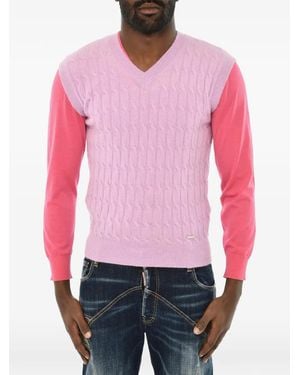 DSquared² Cable-Knit V-Neck Vest - Red