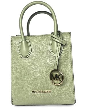 Michael Kors Mercer Pebbled-Leather Shoulder Bag - Green