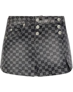 MISBHV Falda con motivo y botones - Gris