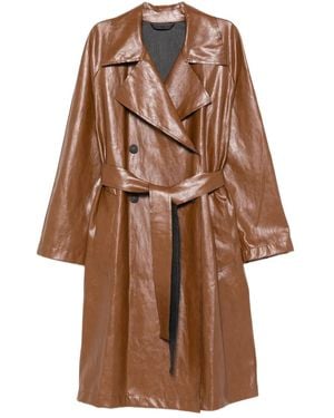 Carla G Chaqueta de piel con cinturón - Marrón