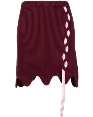 Ph5 Sofia Layered Ribbed-Knit Miniskirt - Purple